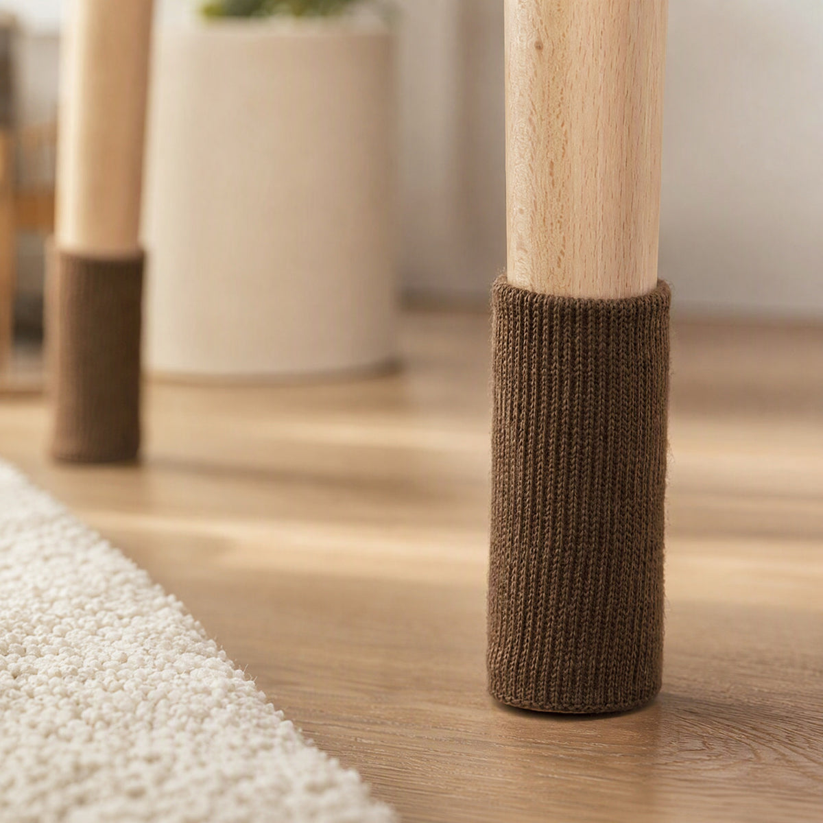 Feltgrip™ Round Chair Leg Covers With Felt And Silicone, styled close view