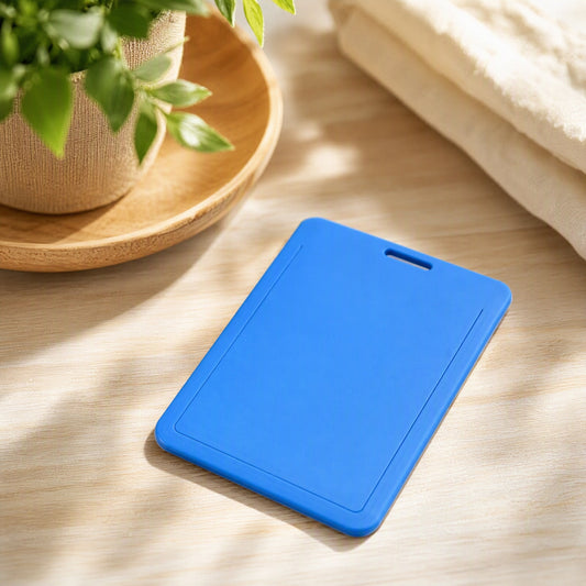 Hardbadge™ Hard Plastic ID Card Holder in a calm home setting