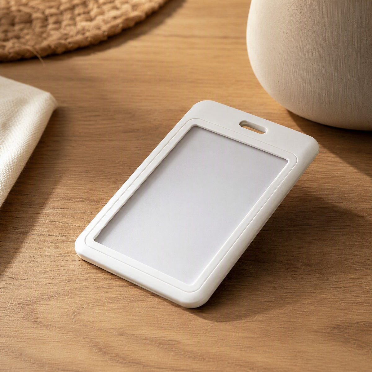 Hardbadge™ Hard Plastic ID Card Holder, styled close view