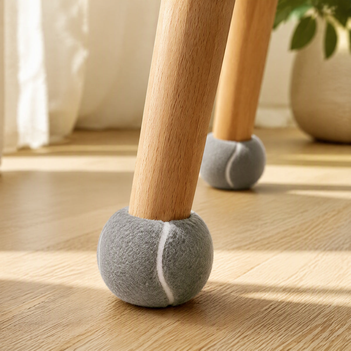 Legsoft™ Rubber Dining Chair Leg Covers in a calm home setting