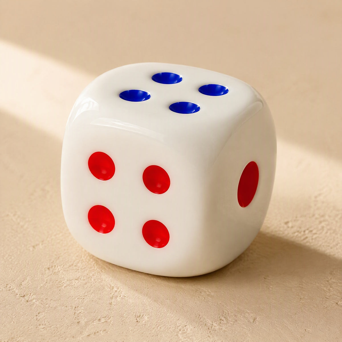 Roundroll™ White Rounded Acrylic Dice, material and detail close-up