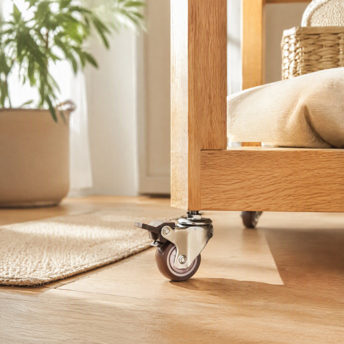 Rollquiet™ 1-Inch Silent Swivel Furniture Caster in a calm home setting