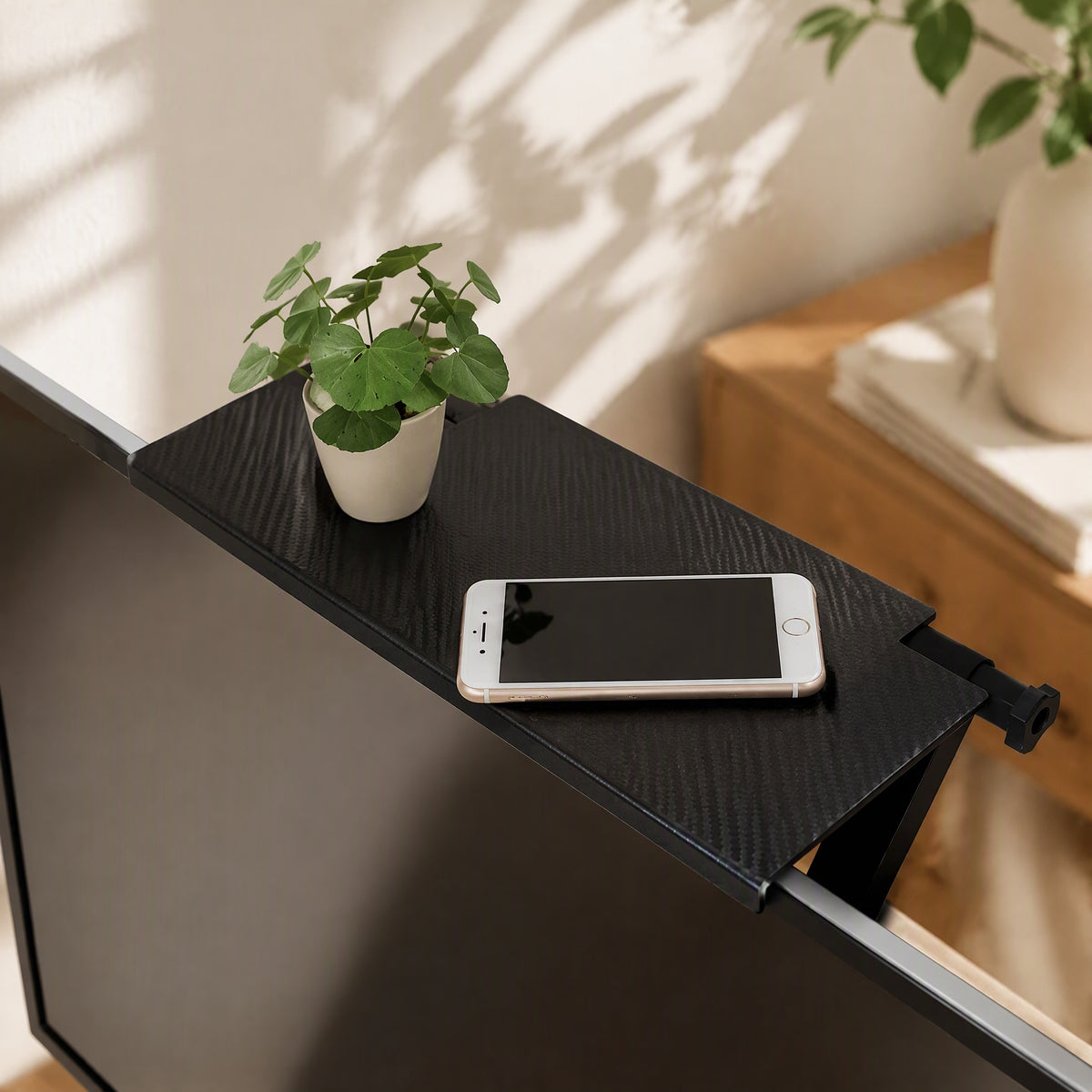 Boxperch™ ABS Set-Top Box Shelf in a calm home setting
