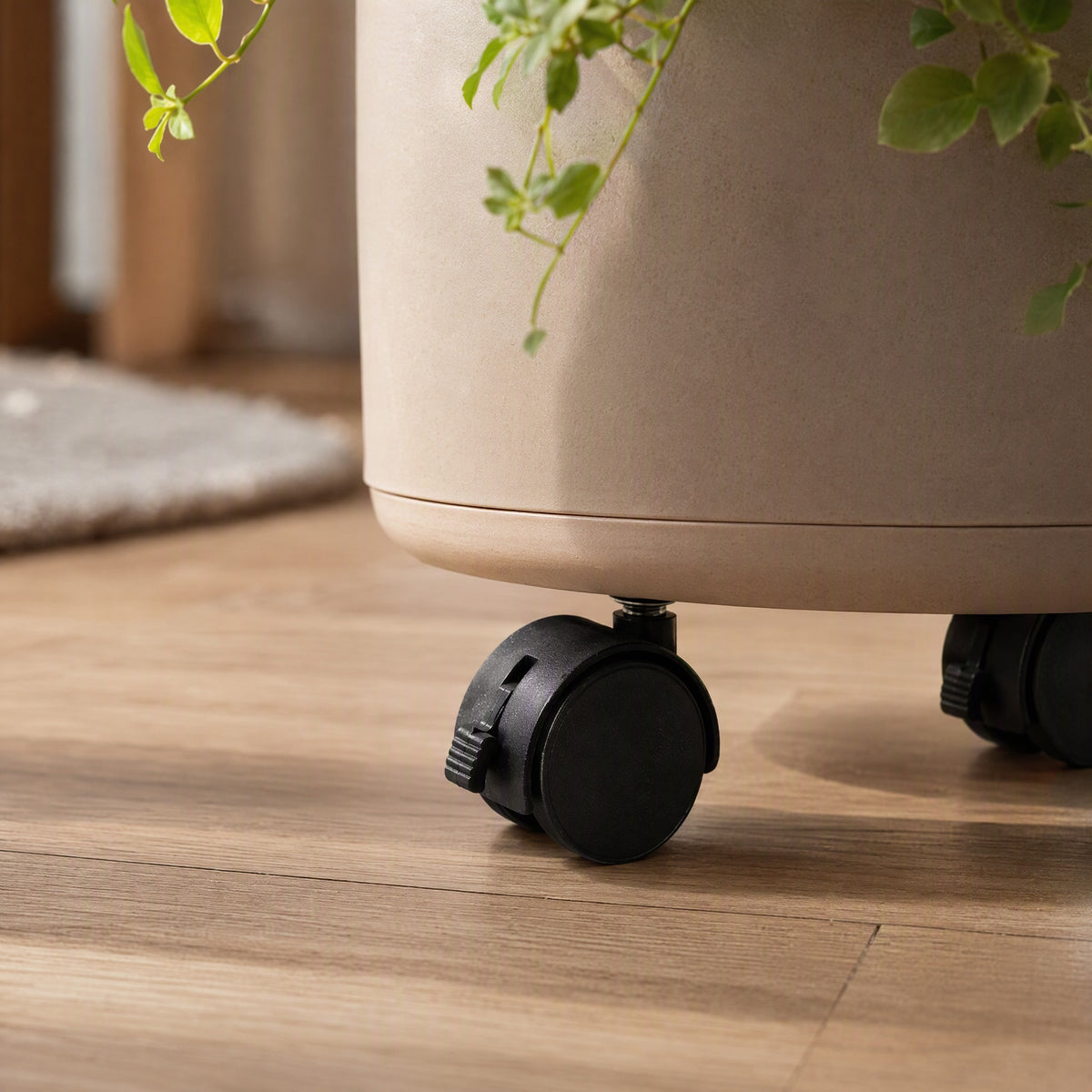 Bloomroll™ Nylon Caster Wheels for Flower Pots, styled close view