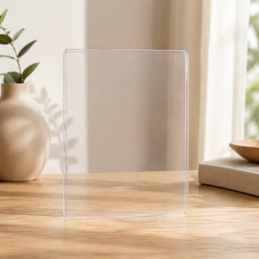 Clearwrap™ Transparent Plastic Card Sleeve in a calm home setting