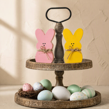 Bunnywood™ Wooden Easter Bunny Desktop Decoration, material and detail close-up