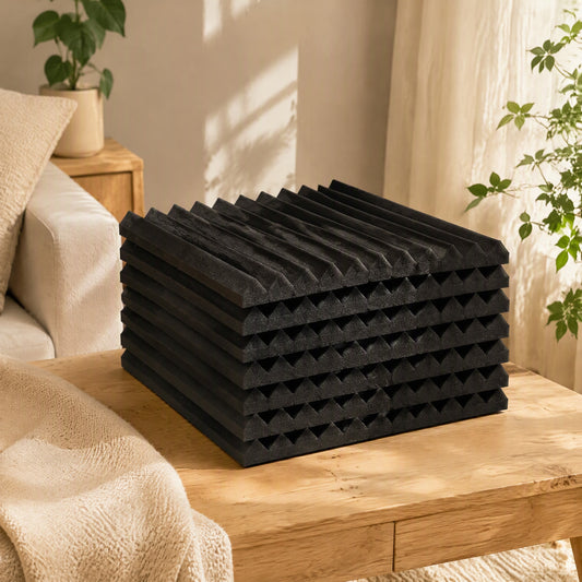 Groovehush™ Triangular Groove Sound Absorbing Cotton in a calm home setting