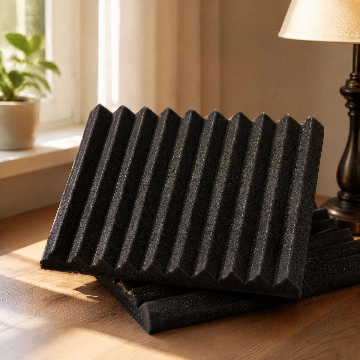 Groovehush™ Triangular Groove Sound Absorbing Cotton, styled close view