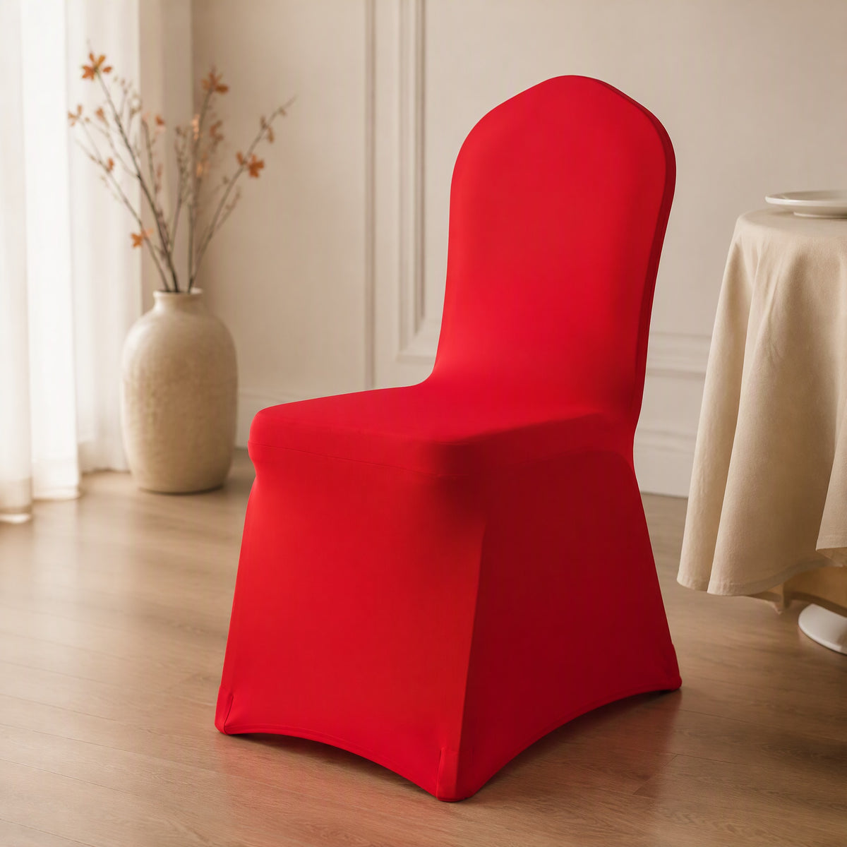 Vowdrape™ Polyester Elastic Wedding Chair Cover, styled close view