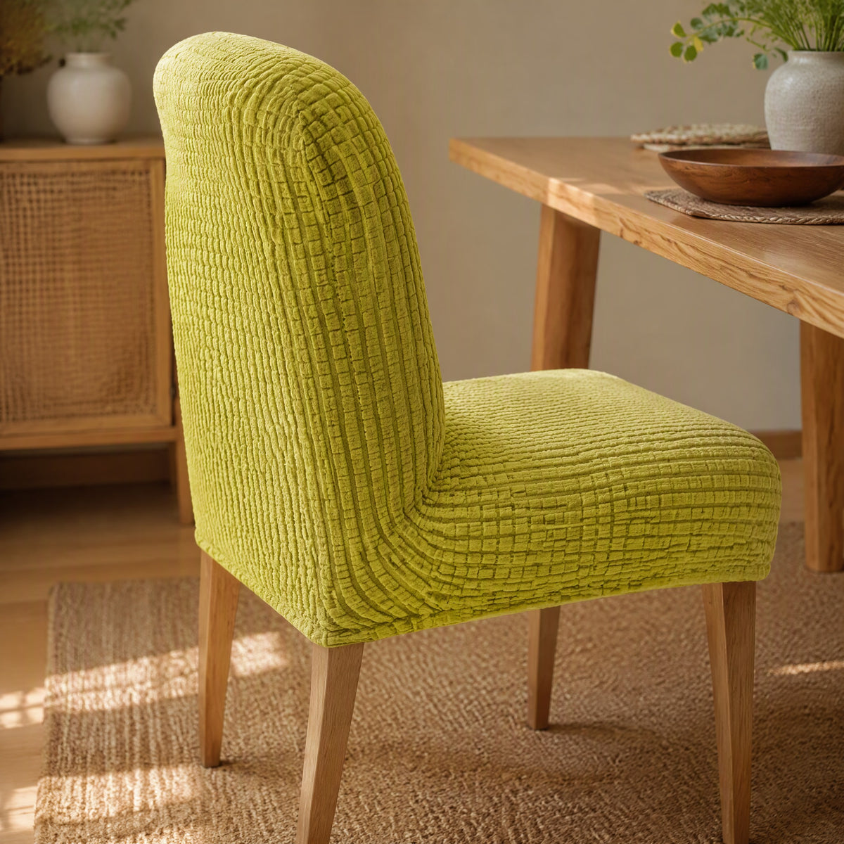 Cozydrape™ Polyester Fleece Chair Cover, styled close view