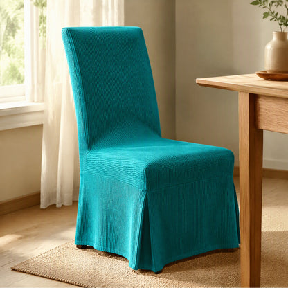 Skirtwell™ Polyester Chair Cover with Skirt, styled close view