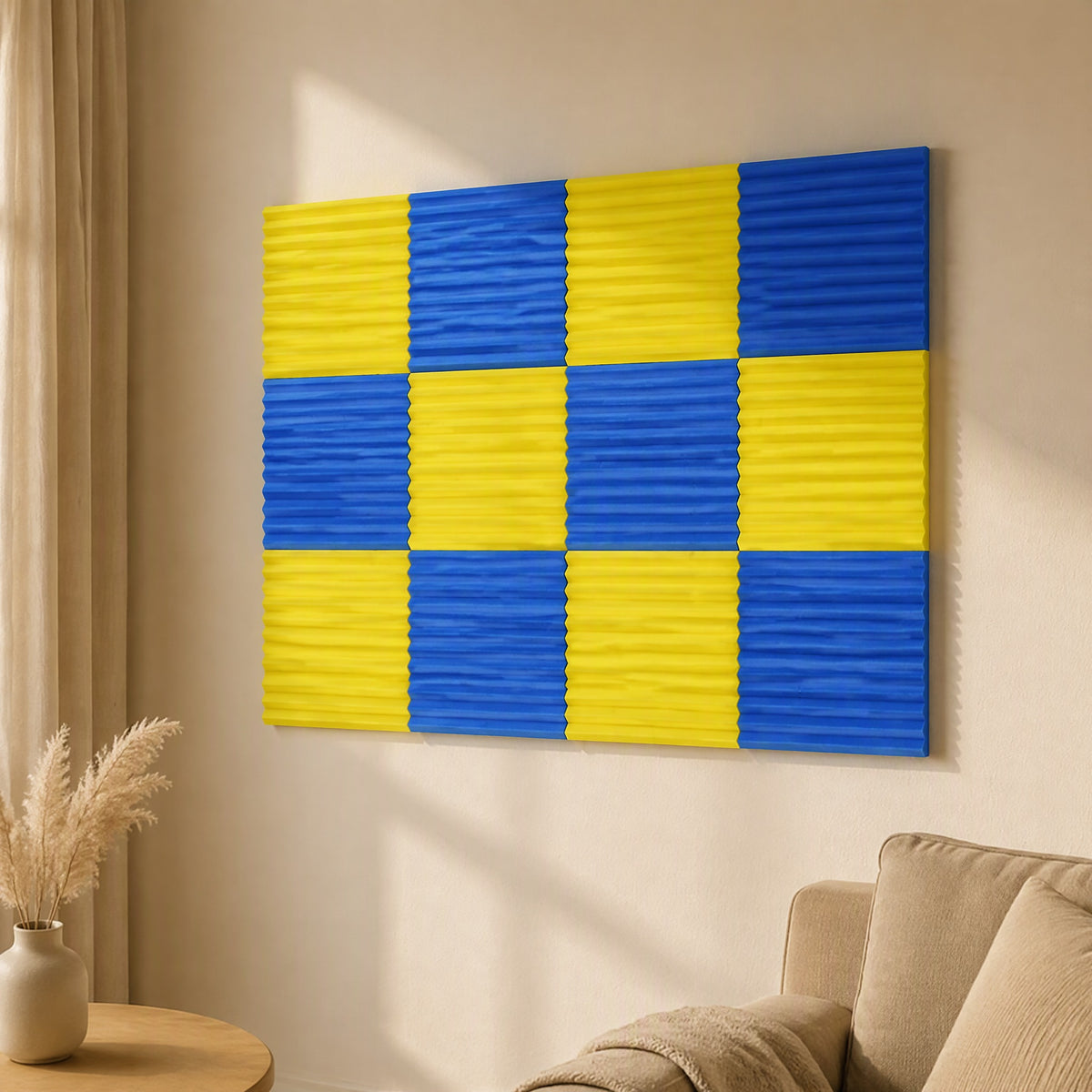 Ridgehush™ Grooved Sound-Absorbing Foam Panel, styled close view