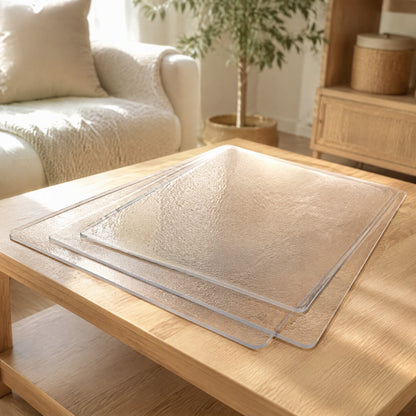Clearmat™ Transparent PVC Coffee Table Mat in a calm home setting