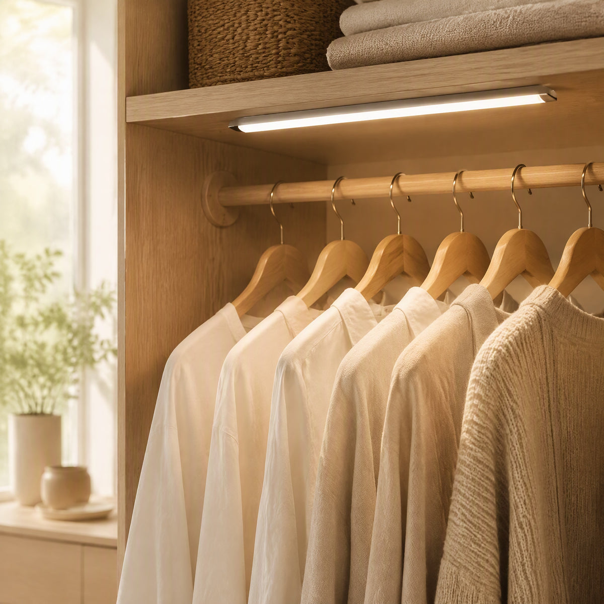 Gleamline™ Rechargeable Magnetic Sensor Light Strip in a calm home setting