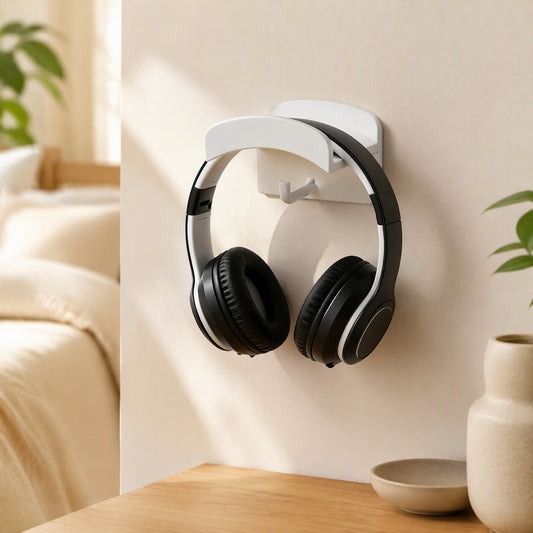 Earperch™ Adhesive Wall Mount Earphone Hook in a calm home setting