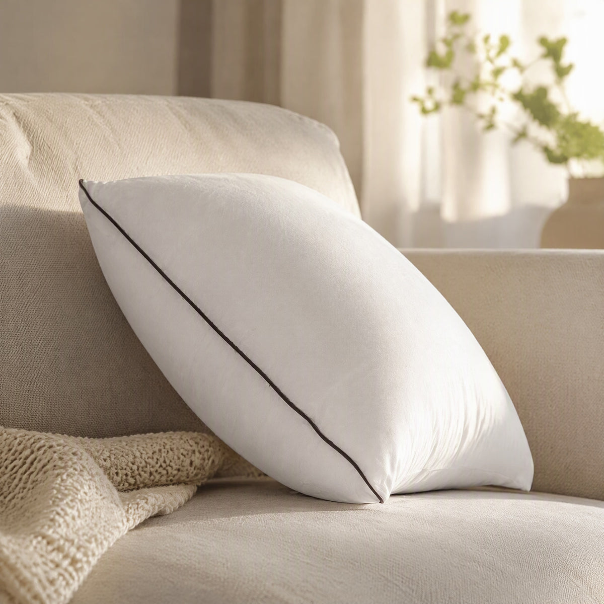 Fluffcore™ Brushed Pillow Core Cushion Insert, styled close view