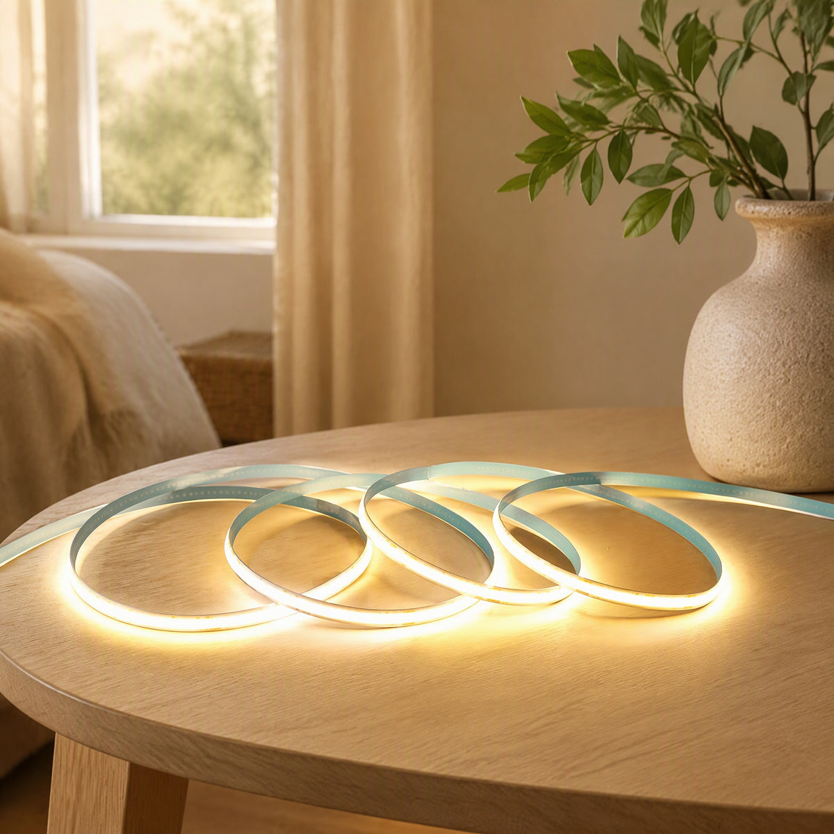 Glowline™ COB Monochrome Light Strip in a calm home setting