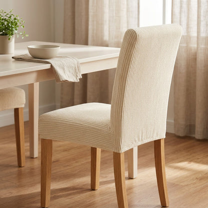 Flannelseat™ Flannel Dining Chair Cover in a calm home setting
