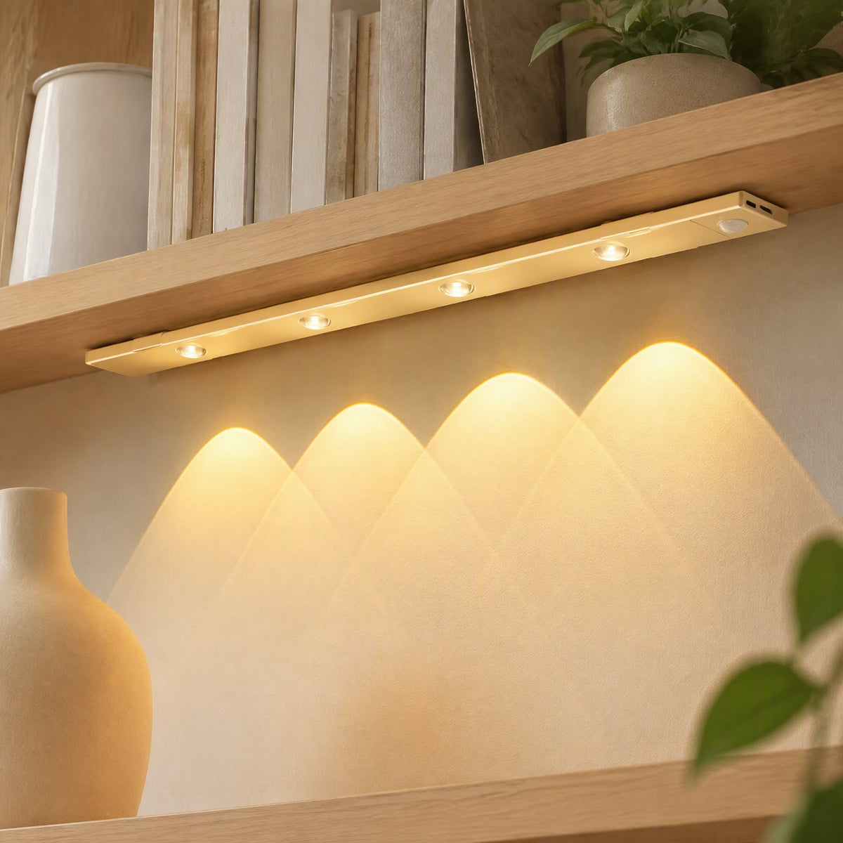 Cabinetbeam™ Rechargeable Motion Sensor LED Cabinet Light in a calm home setting