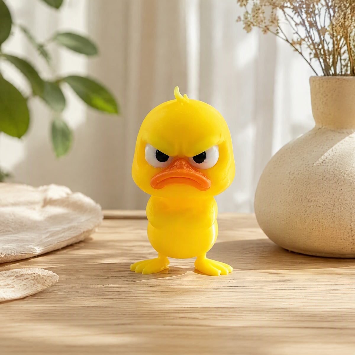 Duckcharm™ 3D Printed Duck Desktop Ornament in a calm home setting