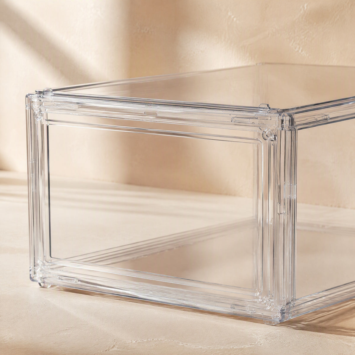 Shoehold™ Plastic Shoe Storage Box, material and detail close-up