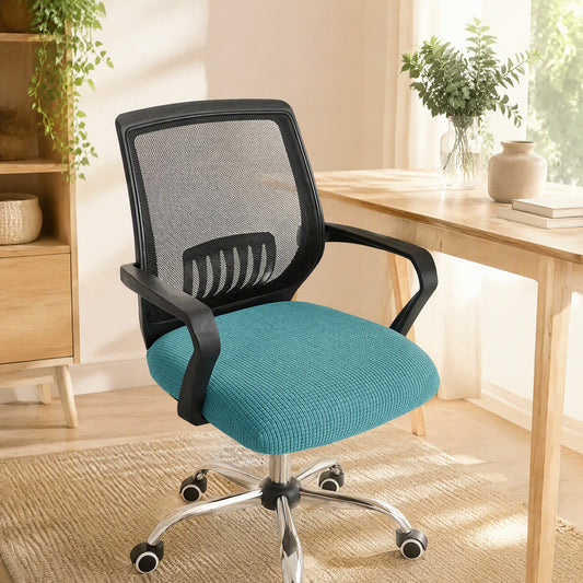 Velvetdrape™ Elastic Velvet Computer Chair Cover in a calm home setting
