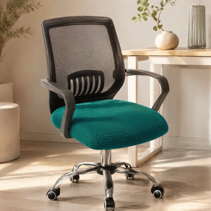 Velvetdrape™ Elastic Velvet Computer Chair Cover, styled close view