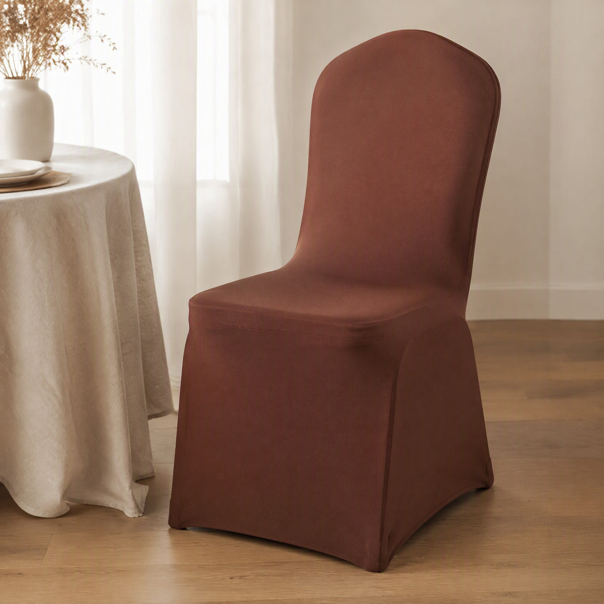 Seatstretch™ Elastic Spandex Dining Chair Cover, styled close view