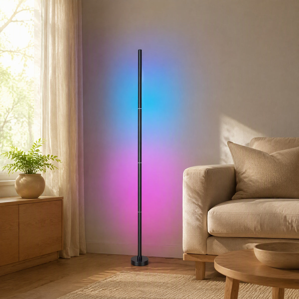Colorbask™ RGB Floor Ambient Light in a calm home setting