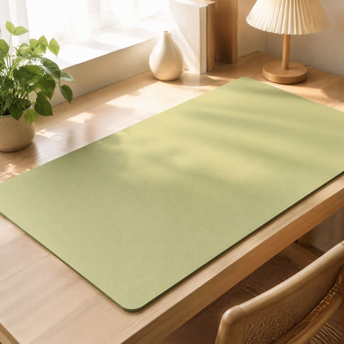 Deskplane™ PU Rectangle Desk Mat in a calm home setting
