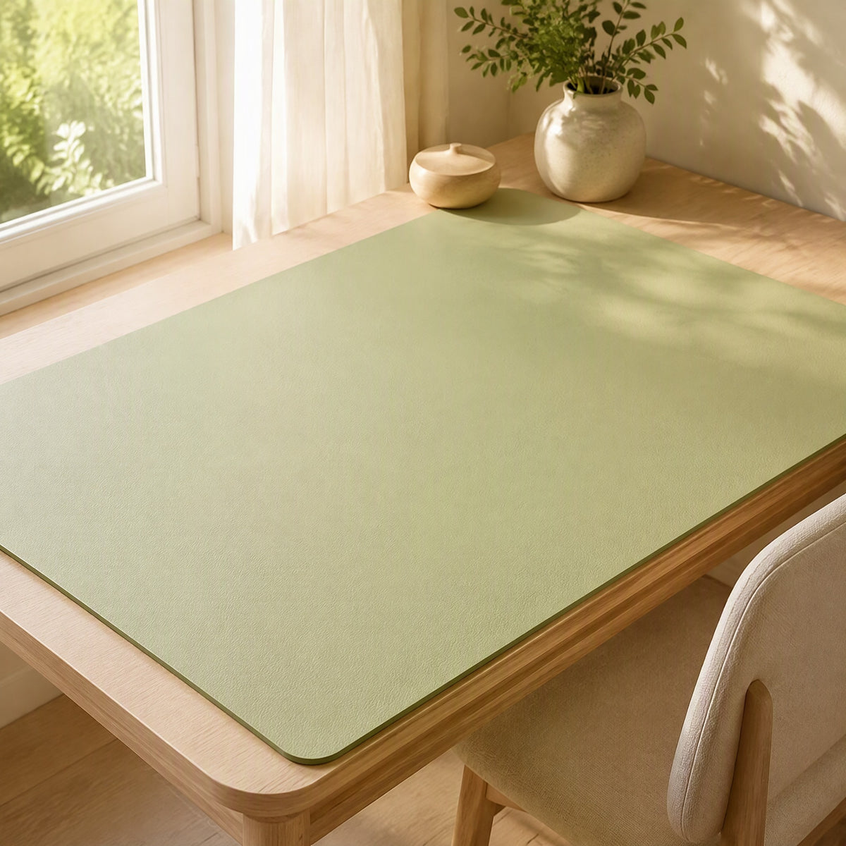 Leatherlay™ PU Leather Desk Mat in a calm home setting
