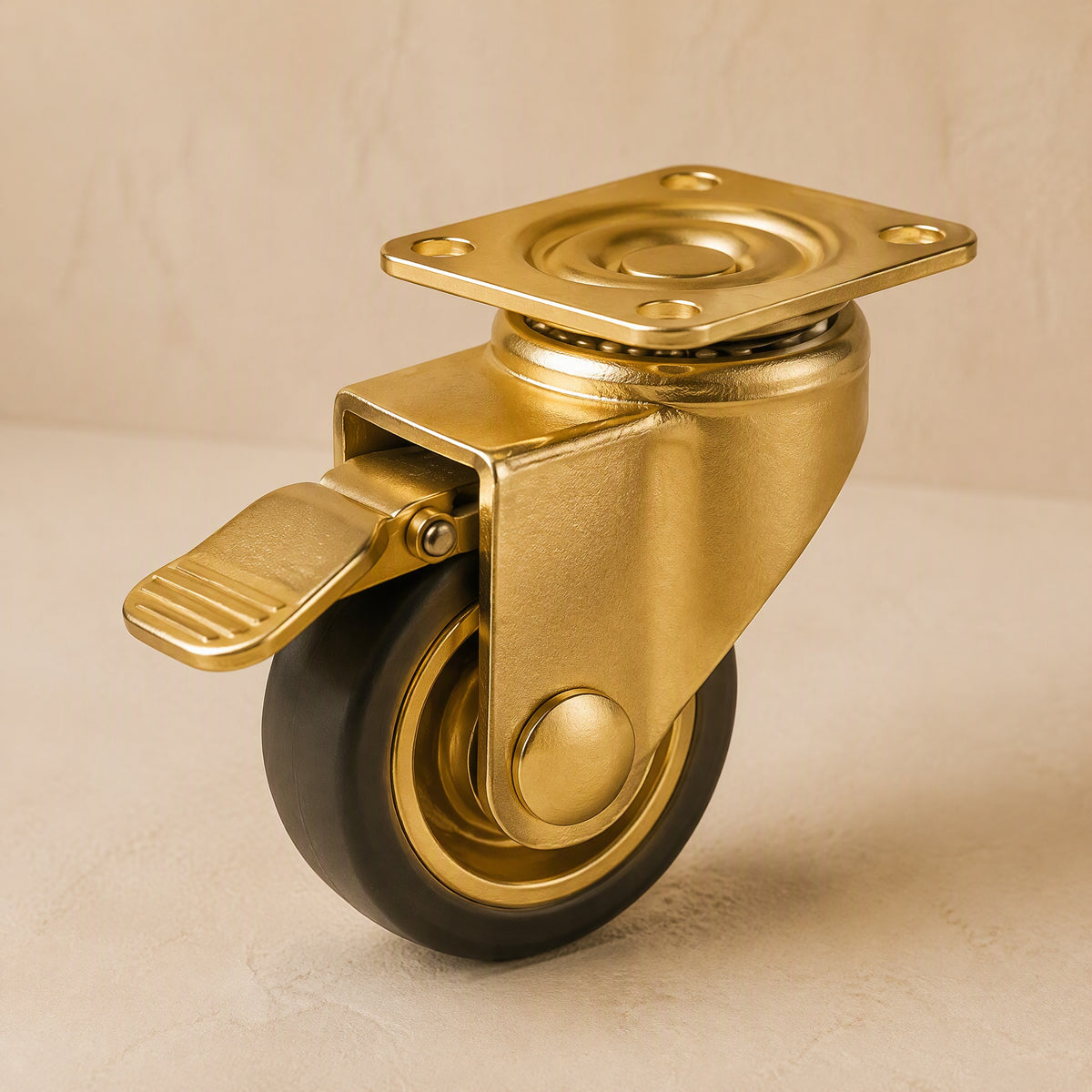Gildglide™ Gold Furniture Swivel Casters, material and detail close-up
