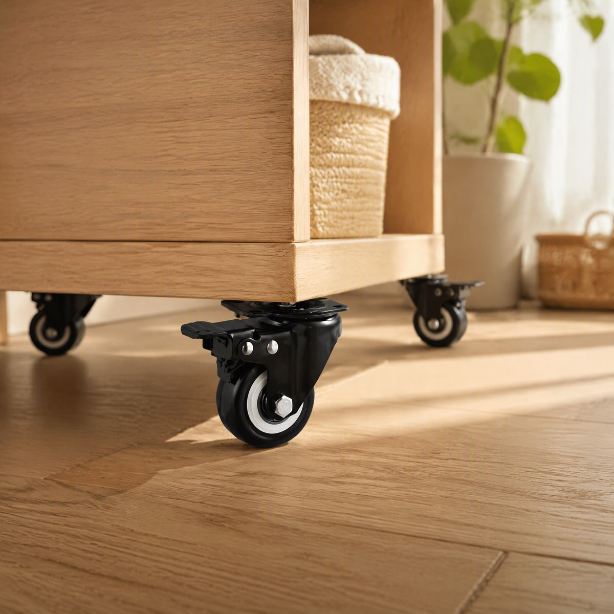 Gildglide™ Gold Furniture Swivel Casters in a calm home setting