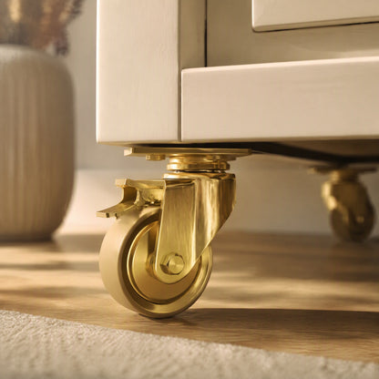 Gildglide™ Gold Furniture Swivel Casters, styled close view