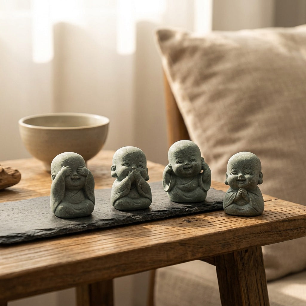 Monkcalm™ Resin Monk Home Decoration, styled close view