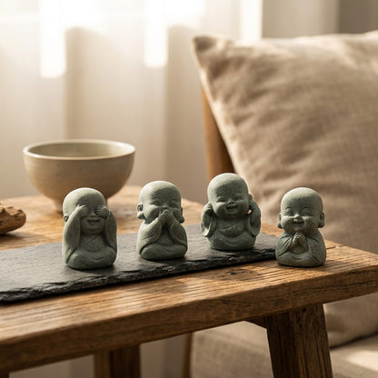 Monkcalm™ Resin Monk Home Decoration, styled close view