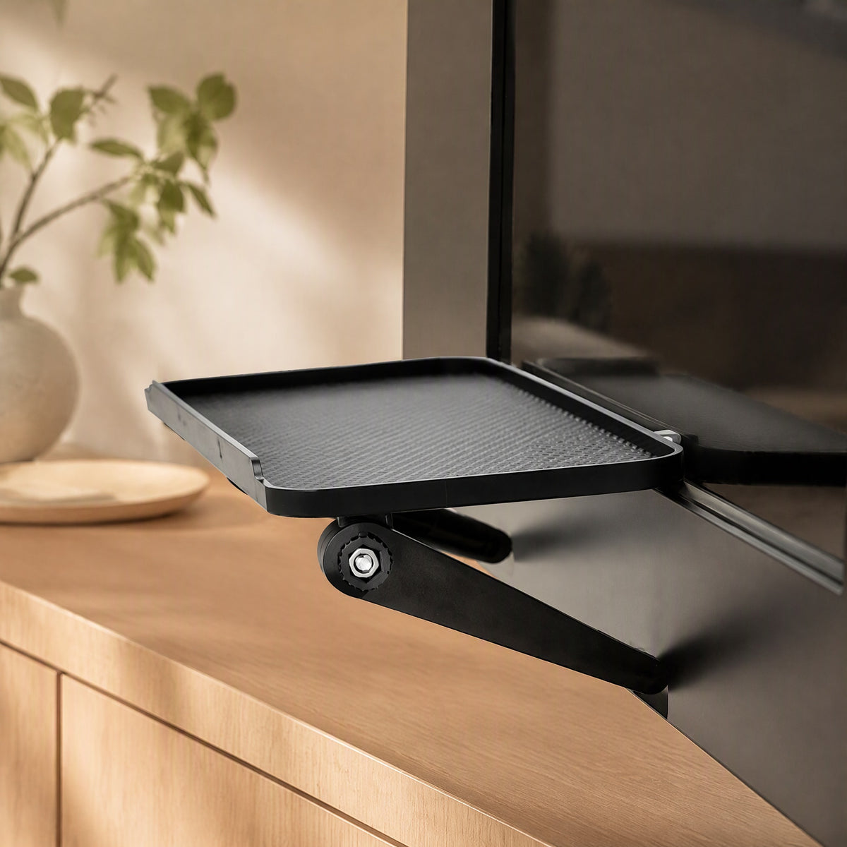 Boxshelf™ Plastic Set-Top Box Storage Rack, styled close view