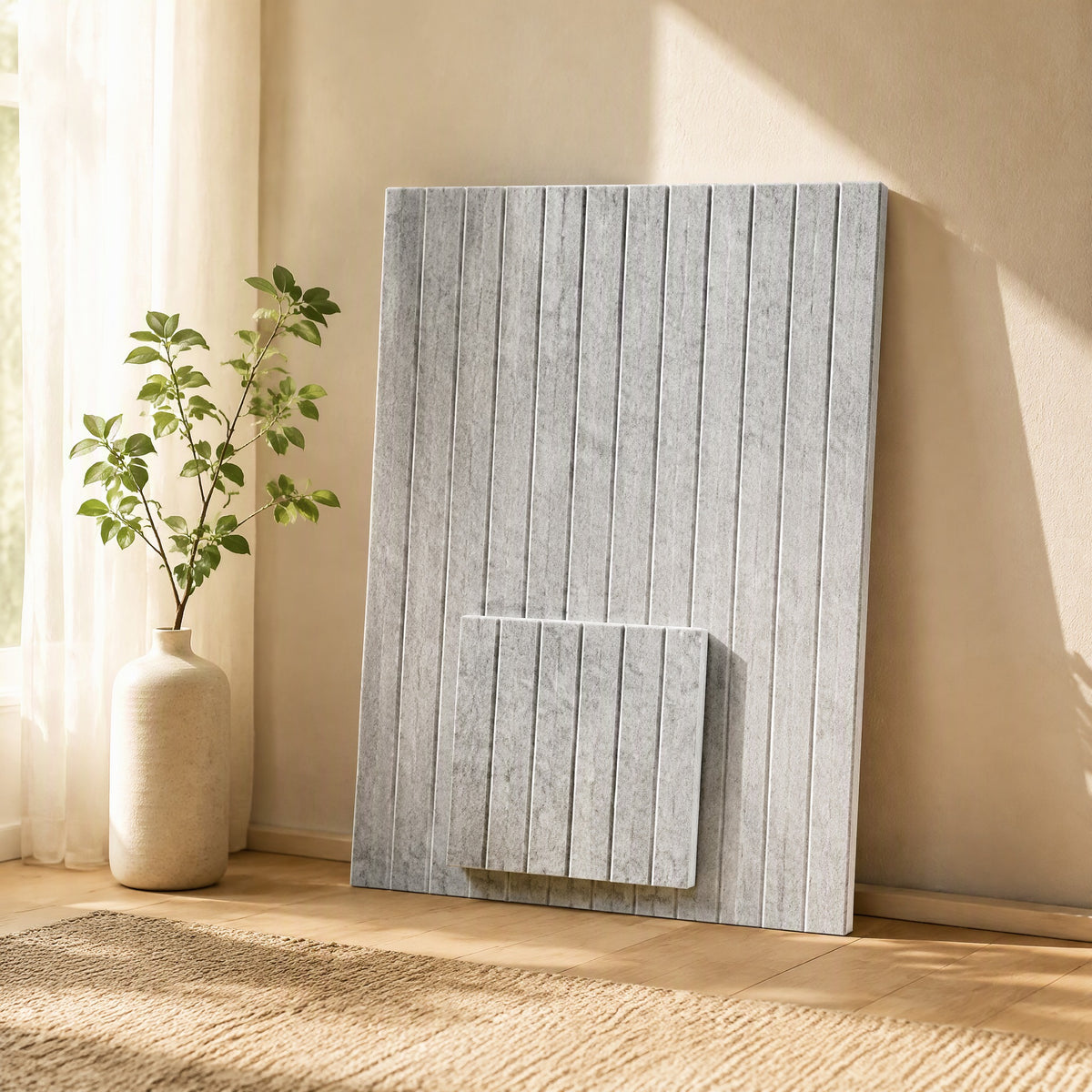Fiberveil™ Polyester Fiber Soundproofing Panels in a calm home setting