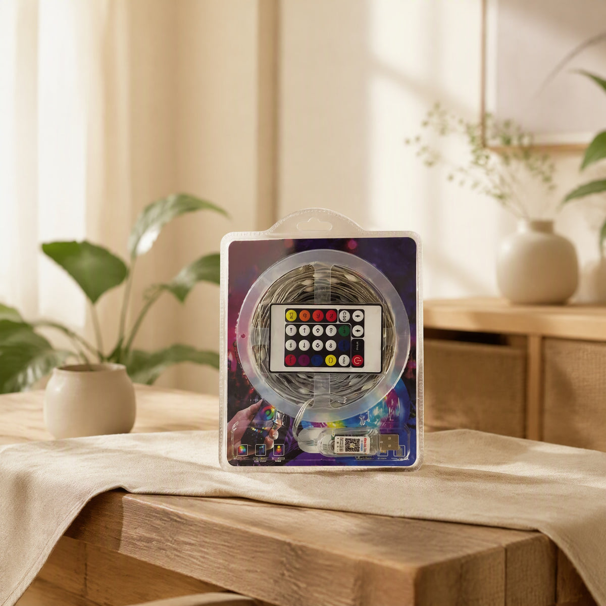 Tapstrand™ Bluetooth App-Controlled LED String Lights in a calm home setting