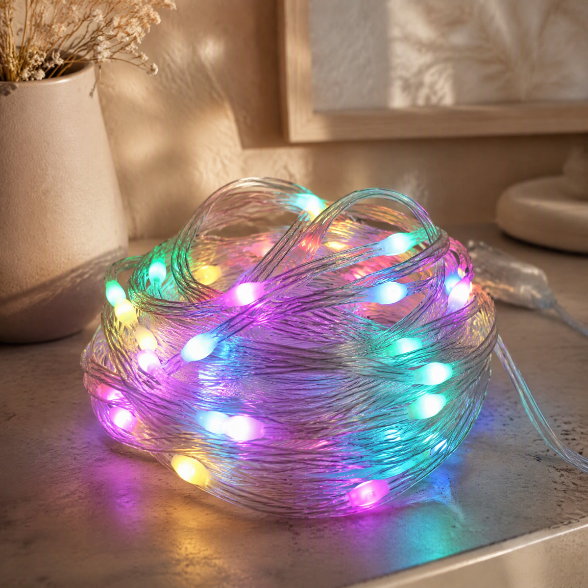 Tapstrand™ Bluetooth App-Controlled LED String Lights, styled close view