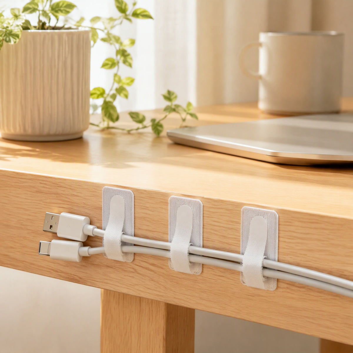 Sticktie™ Nylon Adhesive Cable Ties in a calm home setting