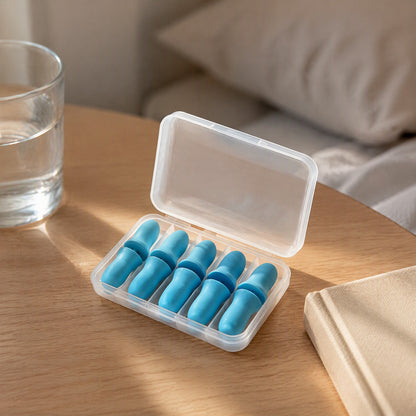 Dozecush™ Sponge Sleep Earplugs, styled close view
