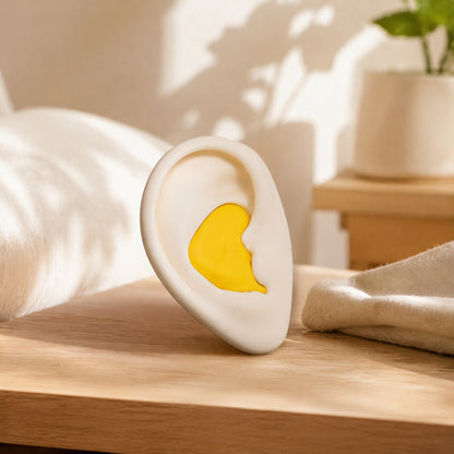 Moldmute™ Moldable PVC Noise-Reducing Earplugs in a calm home setting