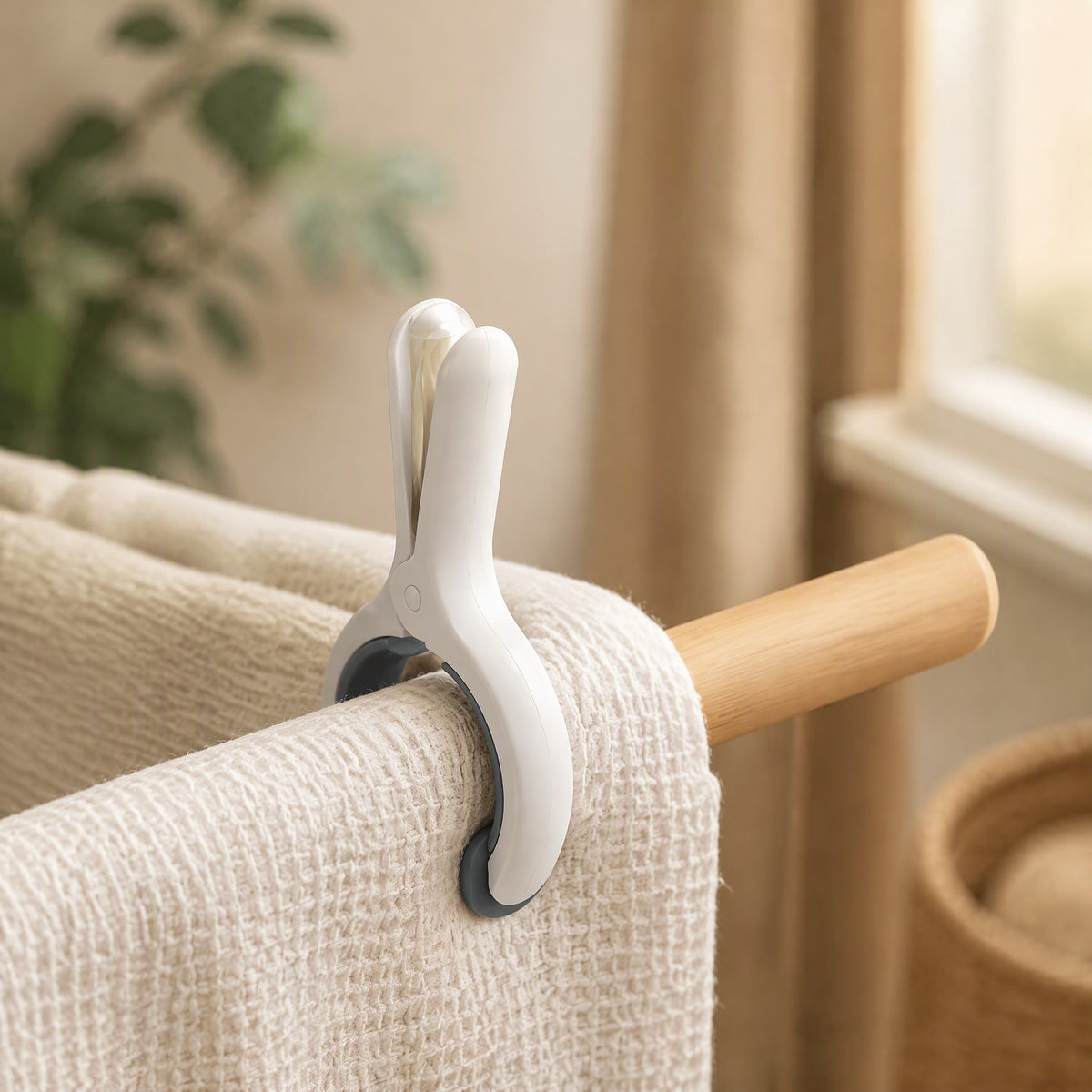 Clipsnap™ Plastic Bed Sheet Clips, styled close view