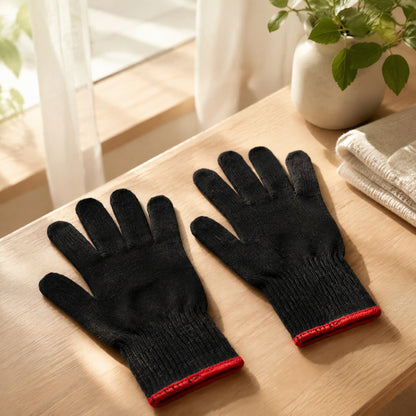 Handloom™ Cotton Gauze Heat-Resistant Gloves in a calm home setting