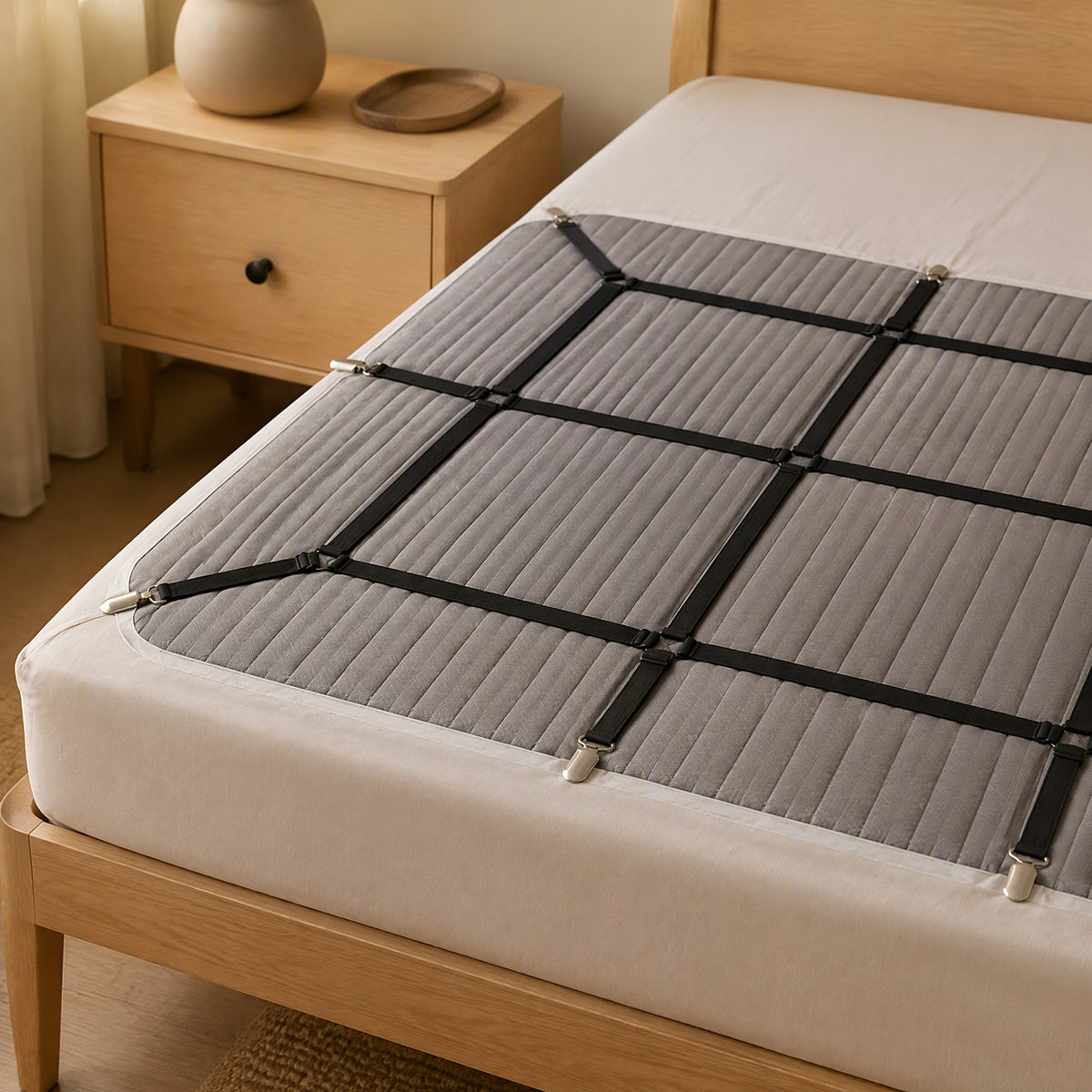 Sheetsecure™ 12-Piece Bed Sheet Fasteners, styled close view