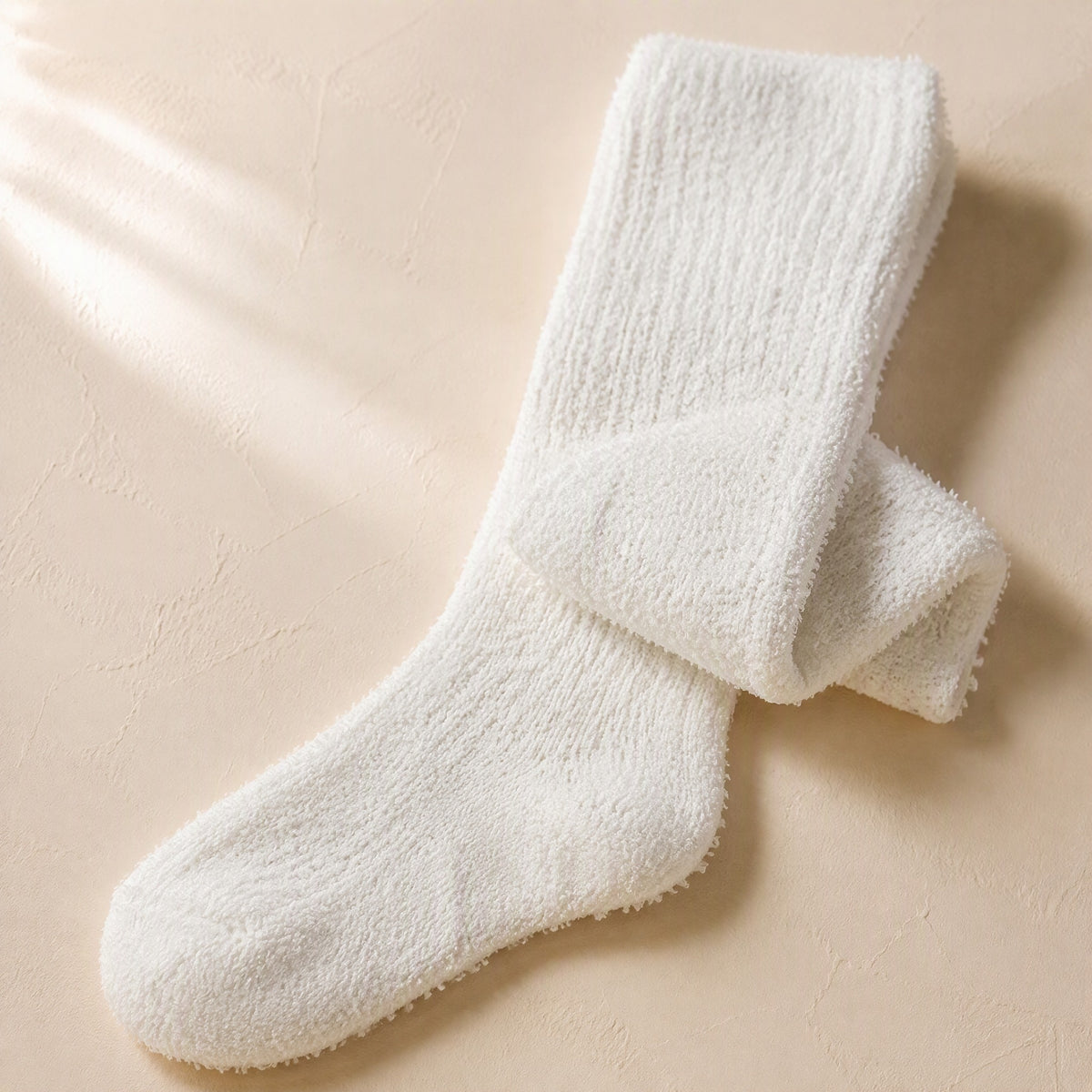 Coralhush™ Women's Long Tube Coral Velvet Socks, material and detail close-up