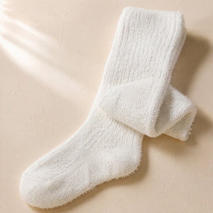 Coralhush™ Women's Long Tube Coral Velvet Socks, material and detail close-up