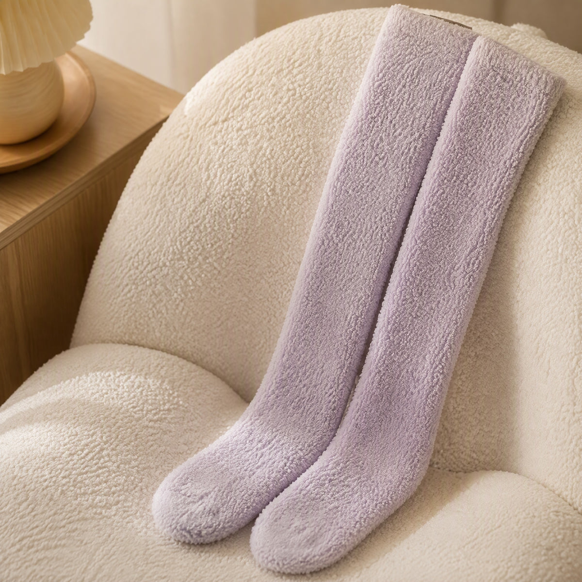 Coralhush™ Women's Long Tube Coral Velvet Socks, styled close view