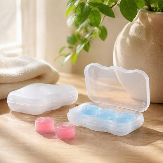 Waterhush™ Silicone Waterproof Sound Insulation Earplugs in a calm home setting